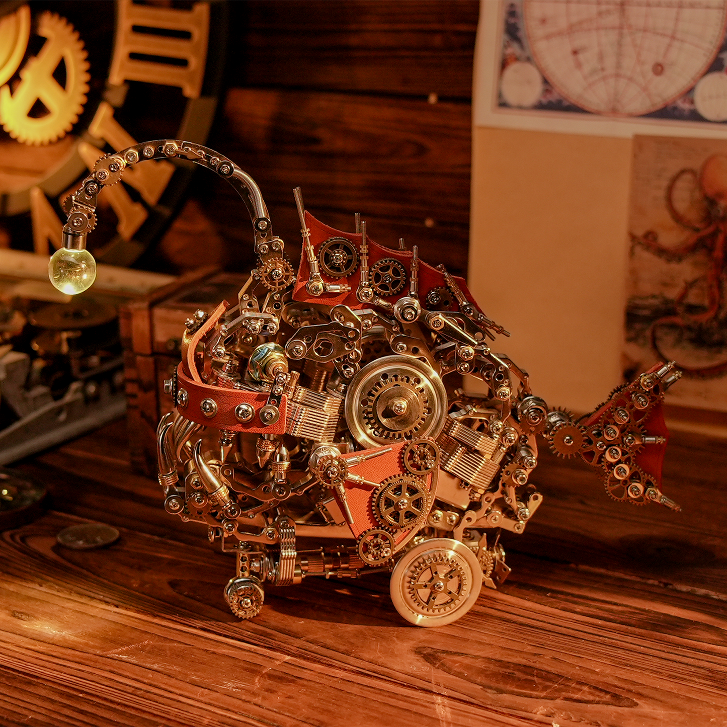 3D metal puzzle Deep Sea Fish with Light on Head