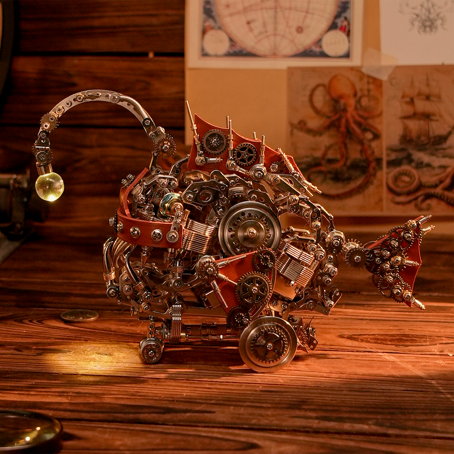 3D metal puzzle Deep Sea Fish with Light on Head